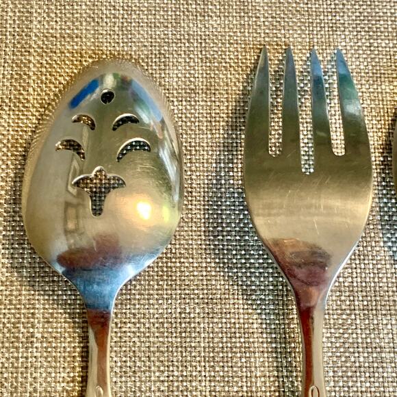 Oneida Community FROSTFIRE Stainless Satin Glossy Flatware Serving Set Pierced - Picture 11 of 12